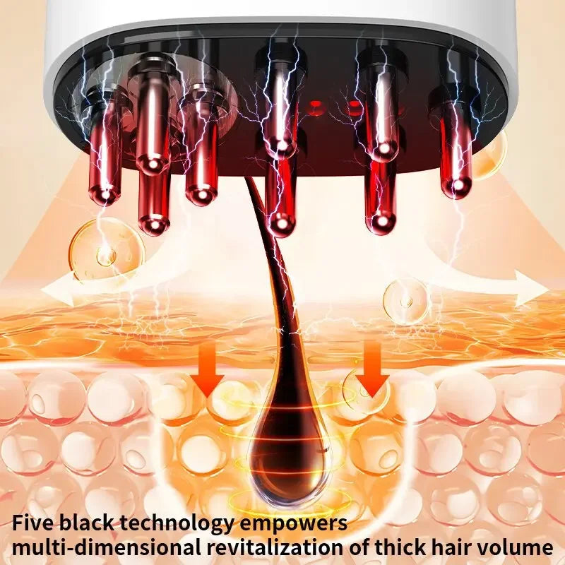 Electric Head Scalp Massager Red Light Vibration Massage Comb Essential Oil Liquid Guide Massager anti Hair Loss Scalp Care Tool